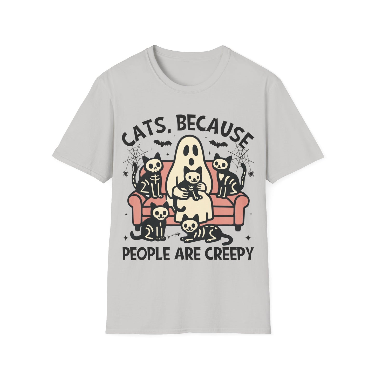 Cute Cat Ghost T-Shirt, Fun Graphic Tee, Pet Lover Gift, Halloween Apparel, Unisex Softstyle Shirt, Creepy Cat Design