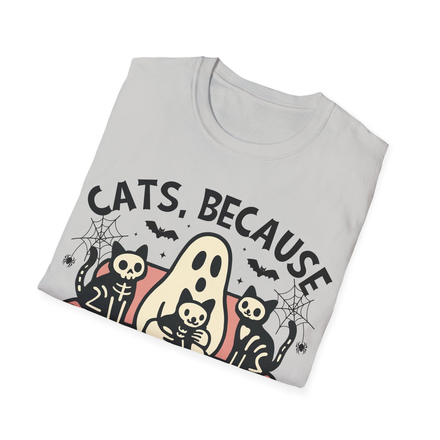 Cute Cat Ghost T-Shirt, Fun Graphic Tee, Pet Lover Gift, Halloween Apparel, Unisex Softstyle Shirt, Creepy Cat Design