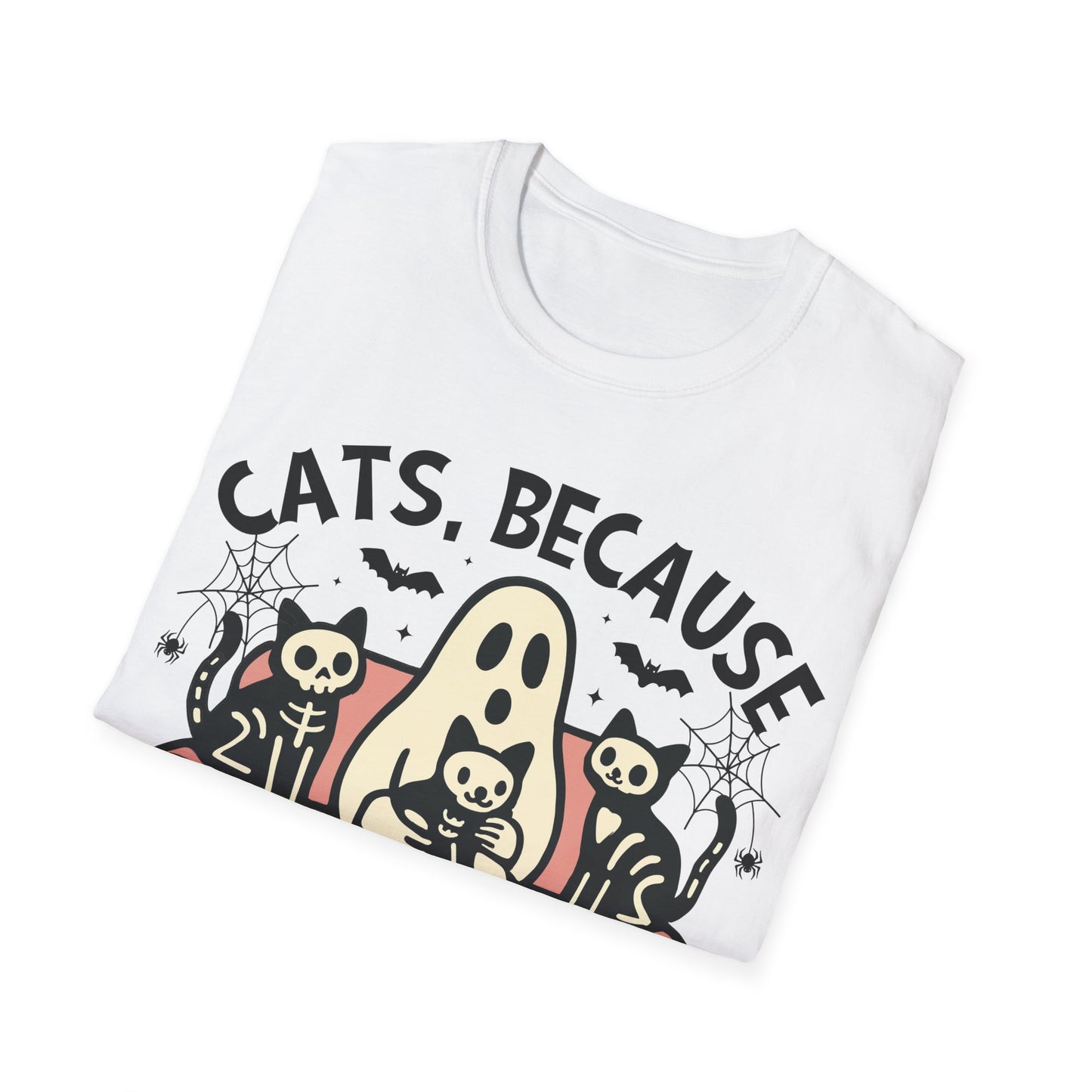 Cute Cat Ghost T-Shirt, Fun Graphic Tee, Pet Lover Gift, Halloween Apparel, Unisex Softstyle Shirt, Creepy Cat Design