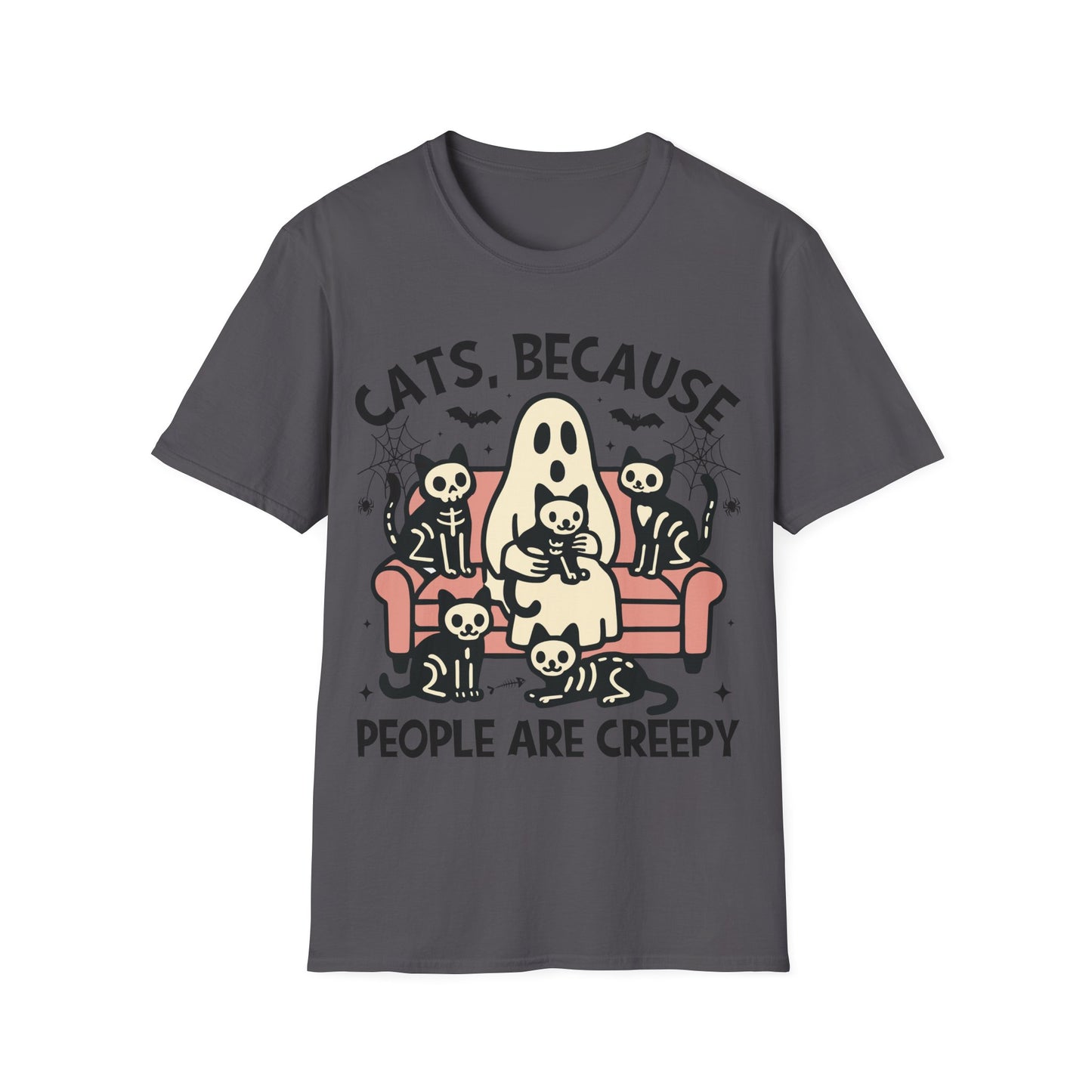 Cute Cat Ghost T-Shirt, Fun Graphic Tee, Pet Lover Gift, Halloween Apparel, Unisex Softstyle Shirt, Creepy Cat Design